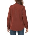thumbnail image 3 of MLANM Womens Casual Button Down Shirts V Neck Long Sleeve Collared Office Work Blouses Tops, M Caramel, 3 of 7