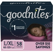 Goodnites Girls' Bedwetting Underwear, L/XL, 58 Ct