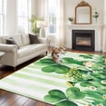 thumbnail image 2 of Large Area Rugs for Living Room Bedroom, St Patrick's Day 5'x8' Rug Washable Carpet Runner Indoor Outdoor, Watercolor Gnomes Shamrock Daisy Green Stripes Non Slip Floor Mats Rug for Kitchen, Bathroom, 2 of 8