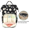 thumbnail image 2 of Yusudan Mochila floral para pañales para bebés, niñas, niños, flores, mamá, bolsas de pañales para mujeres (margarita negra), 2 of 5