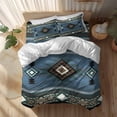 thumbnail image 2 of Southwest Ethnic Style Twin Size Comforter Set, BlueTribe Retro Geometric Bedding for All Seasons, 4 Pcs Bed Set, 1 Quiltcover (68"x86") ,1Sheet(67"x116"), 2Pillowcases (30"x20"), 2 of 12