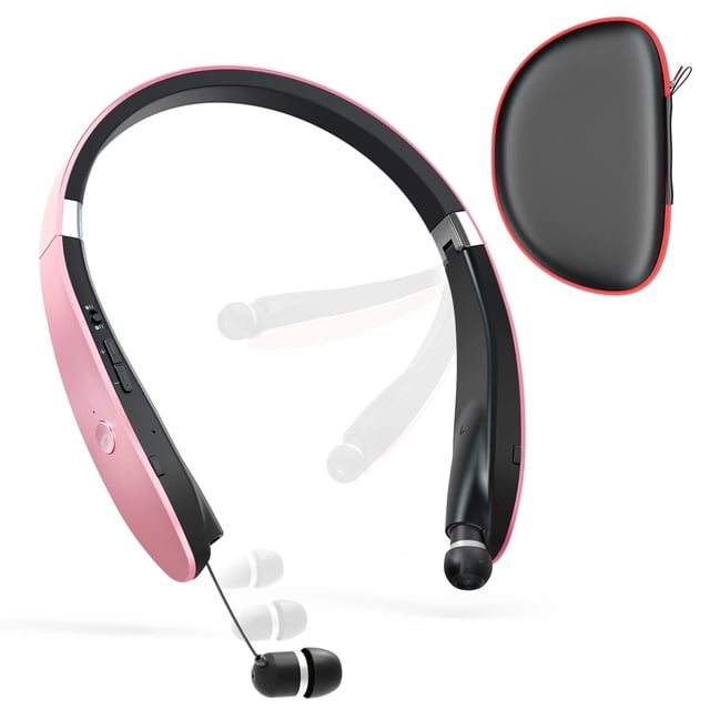 Auriculares Bluetooth Dpvisn, correa plegable para el cuello, retráctil, dorada