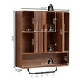 thumbnail image 3 of WIRRYTOR Modern Boho Wall Mounted Bathroom Cabinet with Arched Doors, Medicine Cabinet Kitchen Wall Storage Organizer with Towel Bar, 5 Hooks, Walnut, 3 of 9