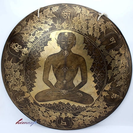 48 Cm Buddha Shakti Carved Super Sound Temple Tibetan Healing Gong from Nepal