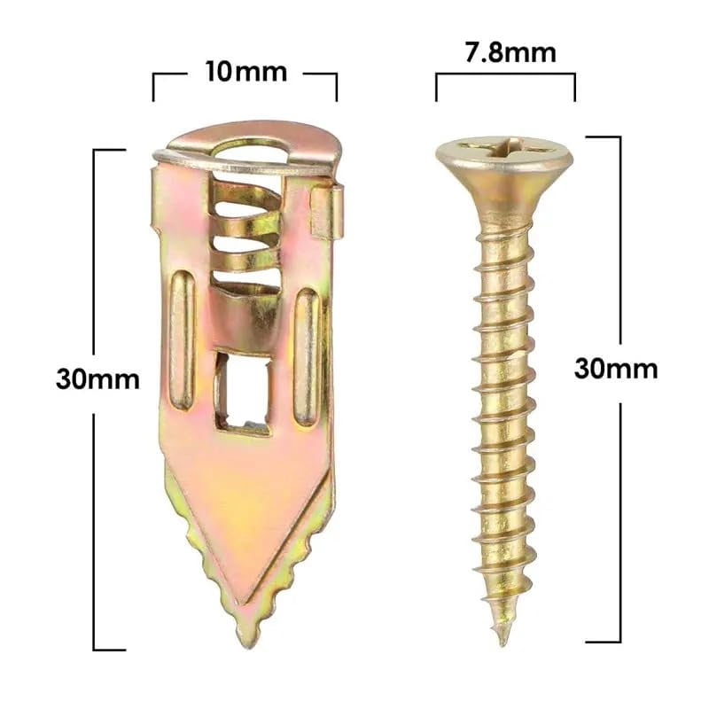 50Pcs Self Tapping Screws Self Drilling Anchors Screws Drywall Anchors Easy Application for Gypsum Plasterboard Dowel
