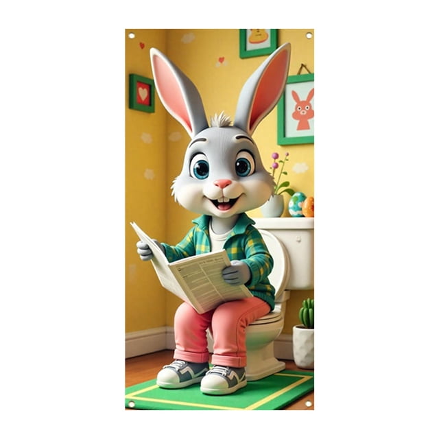 zhangmingg Rideau de Porte de Pâques avec Lapin Coloré Œuf Panneau de Bienvenue Suspendu pour Décorations de Fête Intérieure Extérieure