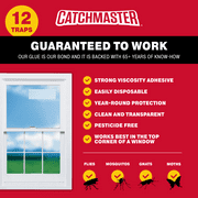 Catchmaster Window Fly Traps 12-Pack, Fly Strips for Home, Indoor Sticky Traps for Flies