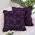 thumbnail image 1 of REGALWOVEN Decorative Throw Pillow Covers 3D Satin Rose Flower Shells Cushion Covers, 2Pcs, 16"x16" Purple, 1 of 9