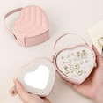 thumbnail image 5 of Heart Shape Jewelry Box Gift Portable Jewelry Case with Handle Travel Jewelry Organizer for Earrings Rings Necklaces Small Accessories Pink Blue PU Leather Flannel Lining, 5 of 5