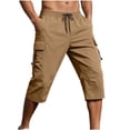 thumbnail image 2 of Elvqul Pants for Men Elastic Waisted Trouser Summer Pockets Pull-On Casual Drawstring Mens Bottom Plain, 2 of 9