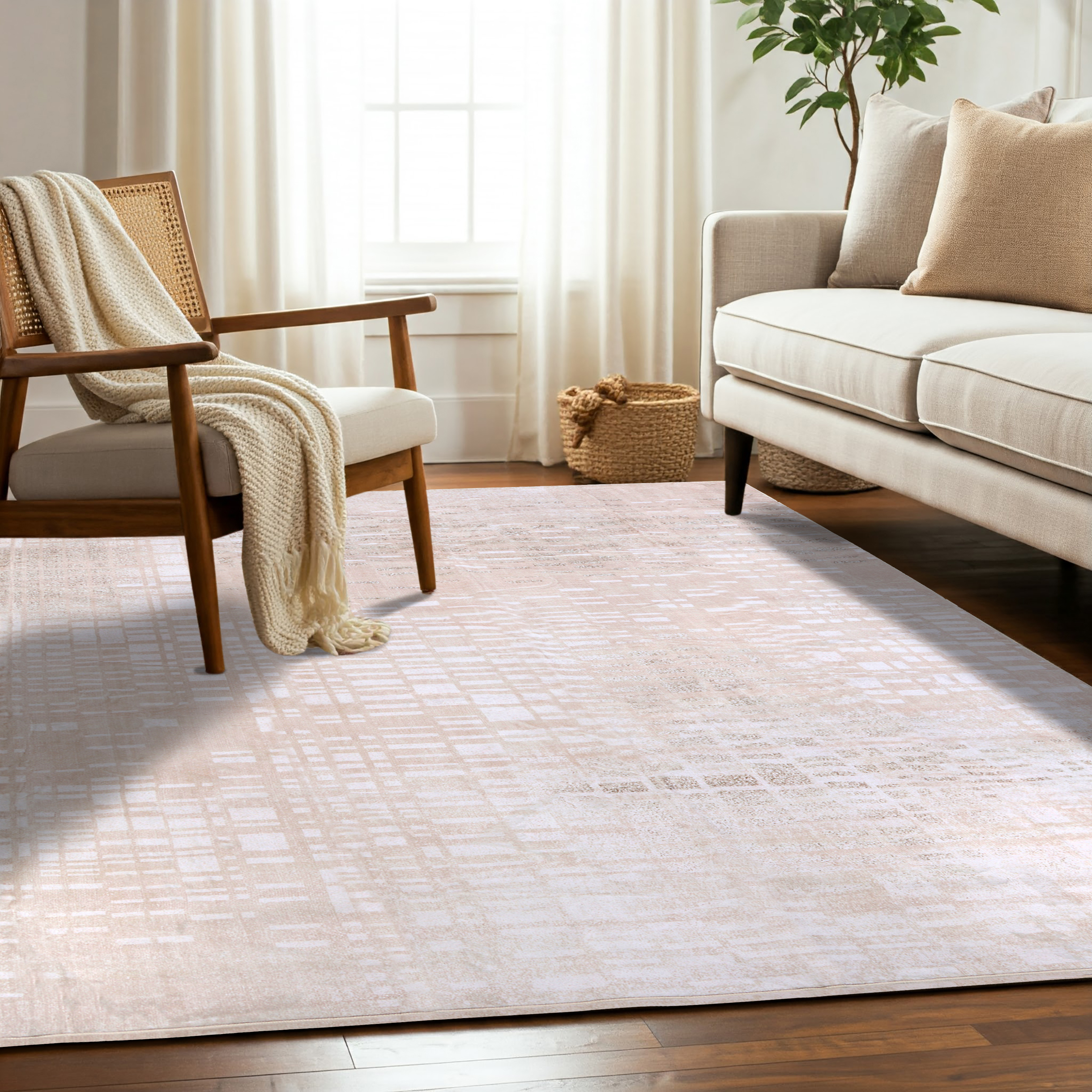 Delara 8'x10' Machine Washable Area Rug, Soft & Durable, Non-Slip, Stain Resistant, Urban Veil, for Bedroom, Living & Dining Room
