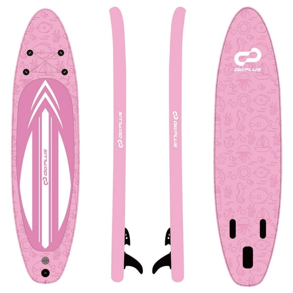 Goplus Large Inflatable SUP Board, Portable Paddle Board with 5D rings Stand Up Paddle Board for Youth & Adult Pink