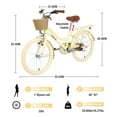 thumbnail image 3 of Girls Bike with Basket for Kids 7-10, 20" Kids' Bicycles Leather Saddle & Safety Bell, Yellow, 3 of 6