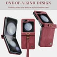 thumbnail image 4 of Retro Case for Samsung Galaxy Z Flip 5 Premium PU Leather Case Folded, Shockproof Phone Cover with Wrist Strap Shock-Resistant Slim Fit Case for Samsung Galaxy Z Flip 5, Red, 4 of 8