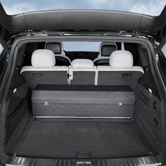 XCF Car Trunk Organizer, Leather Trunk Organizer for Suv with Lid and Push-pull Handle Car Trunk Leather Storage Box Extra Large Cargo Storage (Black, 41.3 x 11.4 x 12.2in)