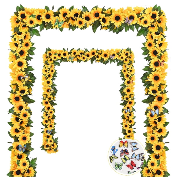 Guirnalda artificial de girasoles BLEUM CADE de 30 pies con mariposa x4