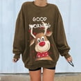thumbnail image 4 of Noël Femmes Sweat-Shirt Imprimé Mode Pullover à Manches Longues Fermeture Cardigan Vacances Noël Outwear Mi Longueur Veste Col Rond Chaud Pull, 4 of 6