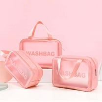 Toiletry Bag, Travel Cosmetic Bag Clear, Njjex 1 Pcs Waterproof PVC Zippered Toiletry Carry Pouch Portable Makeup Bag Organizer Bag Set for Home/Travel Use -Pink