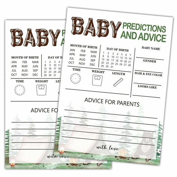 Jungle Adventure Baby Shower Game Set, 25 Gender Neutral Cards for Fun Predictions and Advice, Perfect for Gender Reveal Parties and Celebrations for Everyone