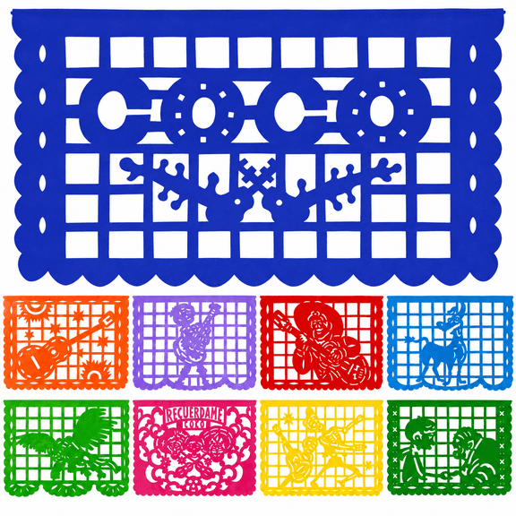 Coco Papel Picado Banner Decorations, Day of the Dead, 16 ft Banner