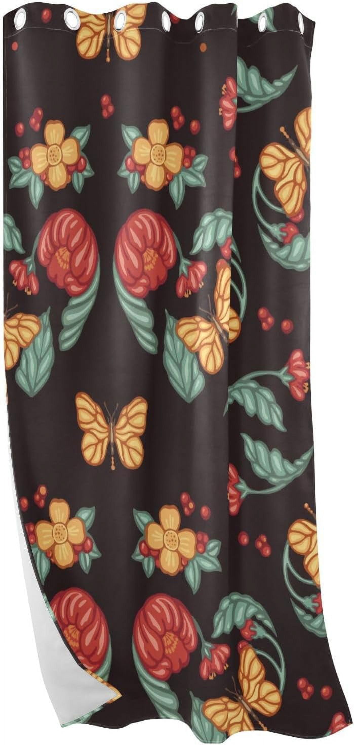 Coolnut Blackout Curtain Black Out Window Cover for Bedroom Living Room 84" Gentle Butterflies Drapes for Sliding Glass Doors Room Darkening Curtains, 1 Panel