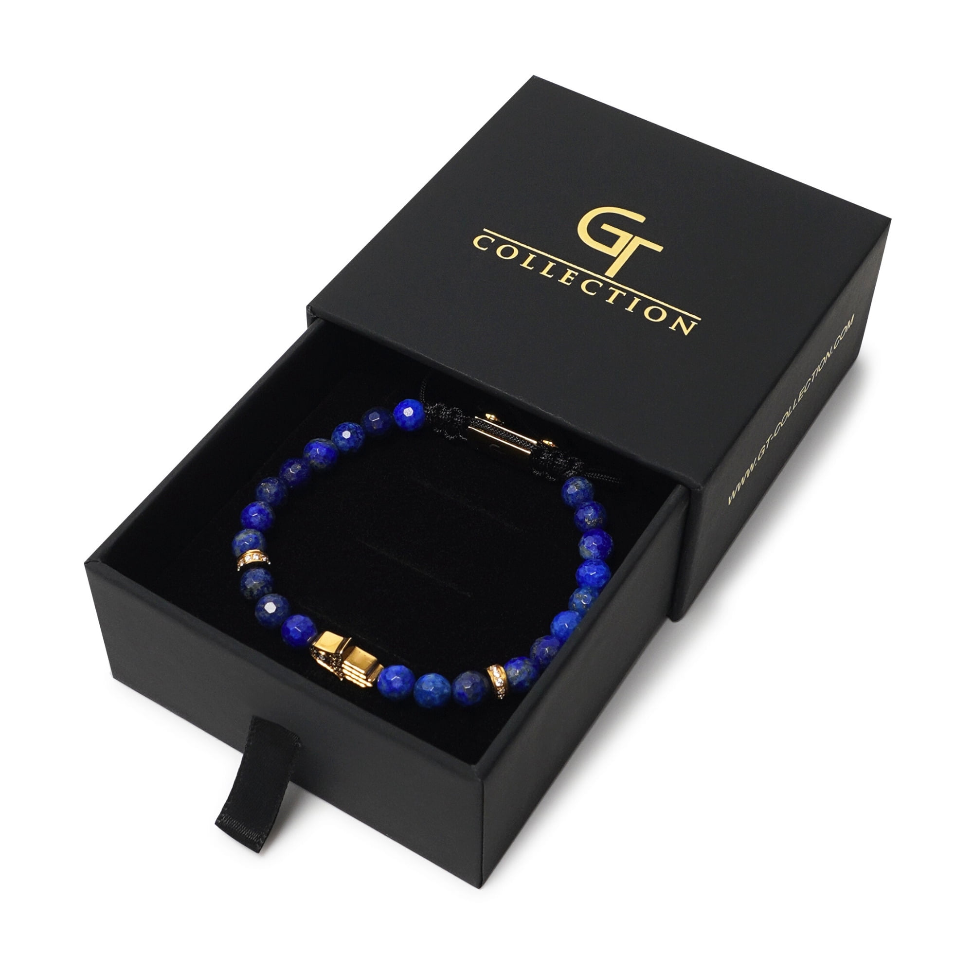 Men's LAPIS LAZULI Bracelet with Golden HAMSA Hand | Gift for Men | One Size Fits All | 100% Natural | Gemstone Adjustable Bracelet
