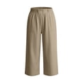 thumbnail image 5 of Miluxas Women's Lightweight Business Casual Capri Pants Elastic Waistband Tapered Loose Fit Capris with Pockets for Summer Daily Wear Loungewear Khaki, 5 of 5