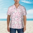 thumbnail image 2 of Gaeub Cute Rabbit Flower Print Men's Hawaiian Shirt,Button Down Short Sleeves Shirts,Tropical Beach Casual Button Down Shirts,Large, 2 of 7