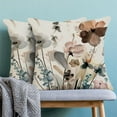 thumbnail image 2 of Spring Floral Pillow Covers 18 x 18 Inch Set of 2 for Watercolor Flowers Decor Throw Pillows Teal Brown Leaves Plant Floral Outdoor Decorative Cushion Cases for Couch Bed Decorations, 2 of 6