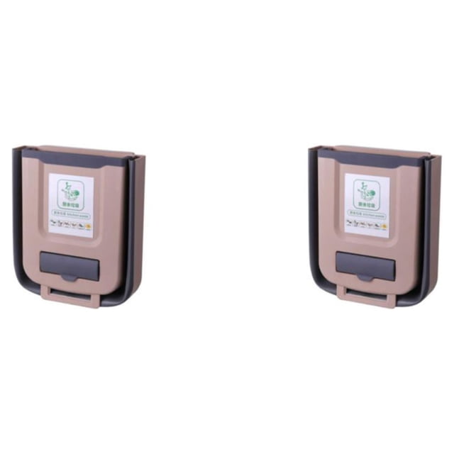 Kearding Cubo de basura Plegable sin tapa Montado en la pared Cubo de clasificación de basura Cubo de basura Cocina interior Cesta de basura Caqui S 2piezas