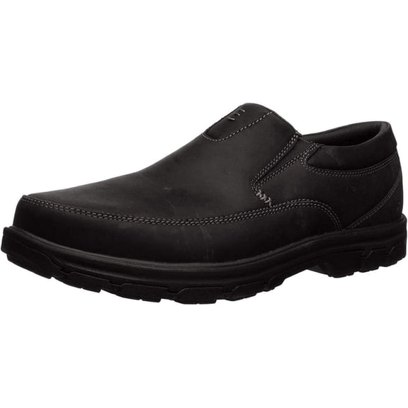 Skechers Loafers for Men Slip on Casual Shoes Dual Elastic Panels Cushioned Insole Lightweight Moc Toe Leather Upper Padded Collar