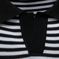 thumbnail image 3 of YLSDY Men's Contrast Striped Button Collared Shirt Lightweight V-Neck Knit Top with Breathable Textured Panels Golf Shirts Black L, 3 of 8