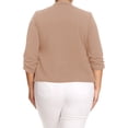 thumbnail image 4 of Moa Collection Women's Chic Plus Size Office Blazer – Rolled Up 3/4 Sleeves Open Front, 4 of 4