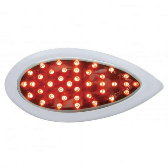 39 LED "Teardrop" Auxiliary Light w/ Bezel - Red LED w/ Chrome Lens