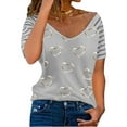 thumbnail image 2 of Orqqct Women Love Heart Print Solid T-shirt Baggy Casual Tunic Top, 2 of 4