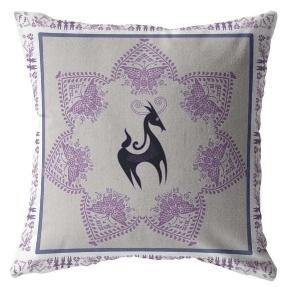 18â Gray Purple Horse Suede Throw Pillow