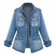 thumbnail image 1 of Chaquetas de mezclilla con cremallera para mujer - Abrigo de mezclilla con solapa de manga larga de talla grande Tops casuales de invierno Ropa de abrigo de moda Fridja  fhghd824, 1 of 7