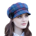 thumbnail image 2 of Irish Tweed Blue And Red Plaid Newsboy For Women Made By Mucros Weavers, 2 of 6