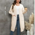thumbnail image 5 of HAPIMO Women's Plus Size Jackets Fashion Solid Color Midi Coat Long Sleeve Outwear Pockets Open Front Cardigans Fall Winter Outfits Casual Sweaters Cotton Lined Beige XL, 5 of 6