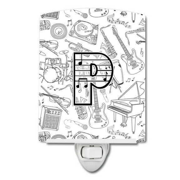 Caroline's Treasures CJ2007-PCNL Letter P Musical Note Letters Ceramic Night Light, 6x4x3", multicolor