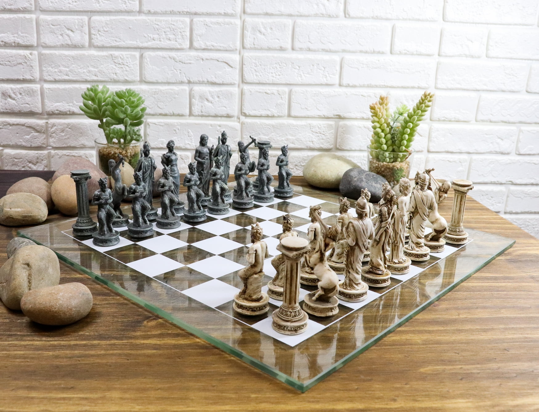Greek Gods Mythology Chess Set Men Elegant Solid Resin and Hand Painted No Board for sale online 