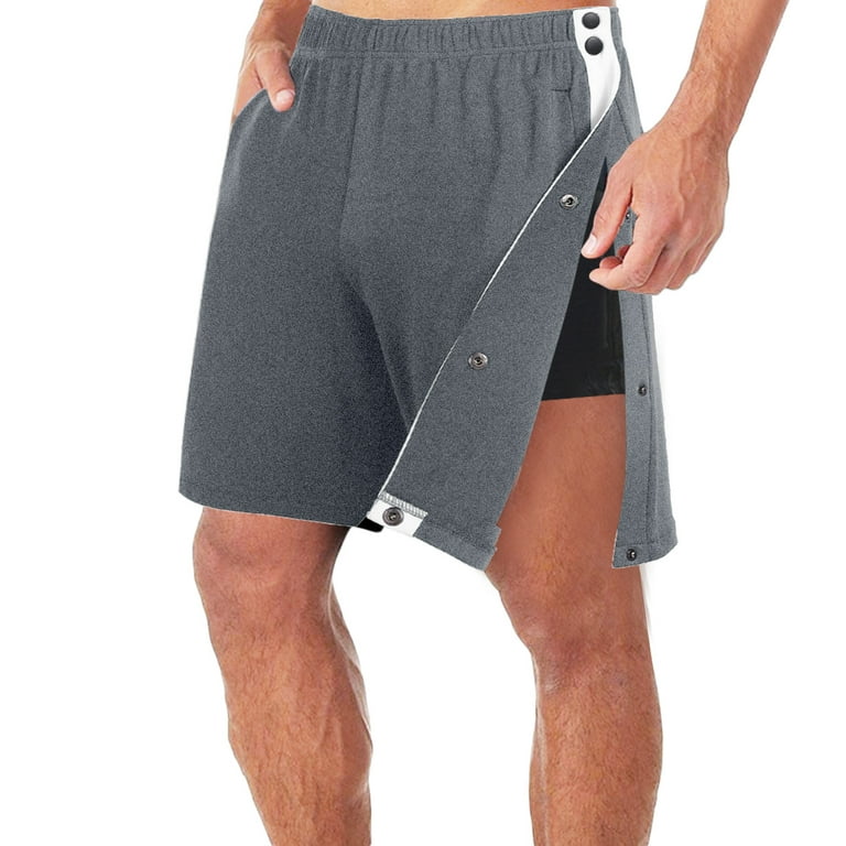 JWZUY Men's Elastic Waist Side Buckle Tear Away Shorts Spost Split