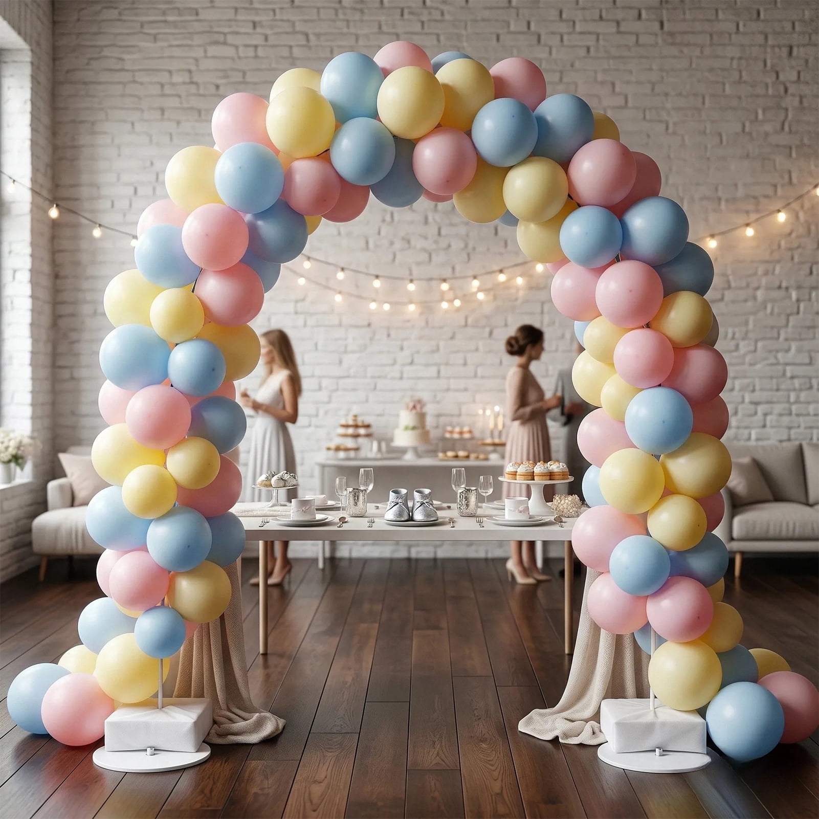 Kicpot Balloon Arch Kit with Stand, 10FT Wide 9FT Tall, Complete Balloon Garland Set for Baby Shower, Gender Reveal, Wedding & Party Decorations