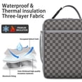 thumbnail image 2 of Checkered Insulated Lunch Box Men Reusable Lunch Bag with Front Pocket Lunch Box Containers School Camping, 2 of 4