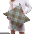 thumbnail image 4 of Ambesonne Brown Plaid Fabric by the Yard Upholstery, Repeated Bicolor Tartan, 2 Yards, Pale Slate Blue Dark Tan, 4 of 4