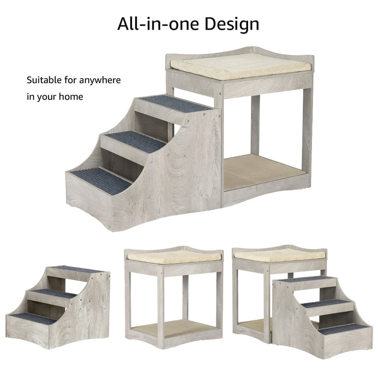 Dog Window Perch, 3 in 1 Dog Bunk Bed with 2 Stairs, Dog Perch with 1  Removable Cushion and 3 Non-Slip Cat Scratch Pad, Dog Perch to Look Out  Window