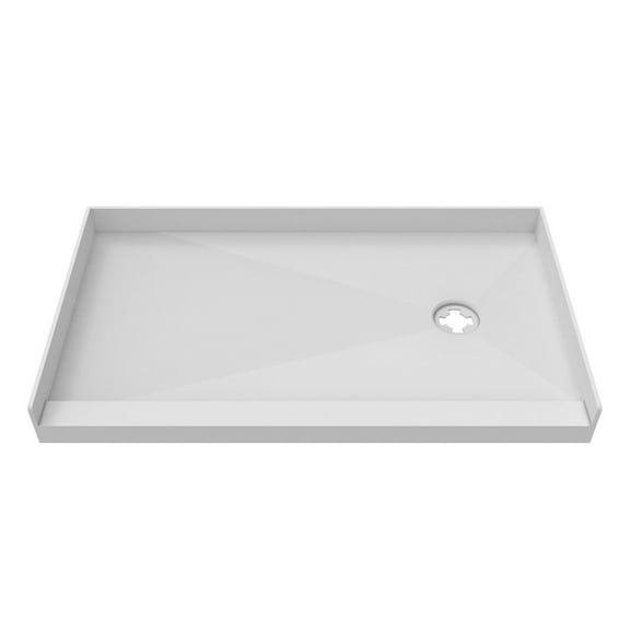 DreamLine DTP-1132602 TilePrime 32" D x 60" W x 3" H Single Threshold Shower Base, Right Drain