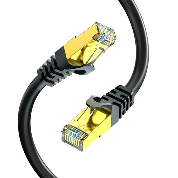BIFALE Cat7 Ethernet Cable 25ft, Cat7 Outdoor Cable Triple shielding SSTP 10Gbps 600MHz Ethernet Patch Cable for Modem Router LAN RJ45, UV/Water Proof, Direct Burial, PE Jacket