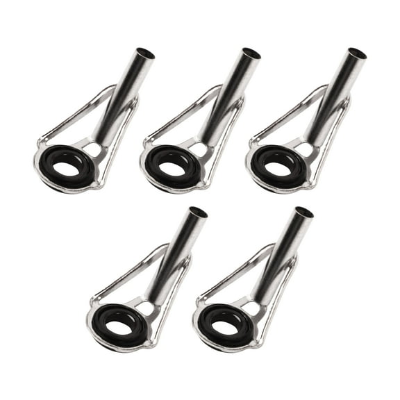 5pcs Fishing Rod Tip Repair Kit 0.118" Dia Fishing Rod Guides Eyelets Repair Kit Metal Rod Tip Guide Rings Replacement Silver Tone Black