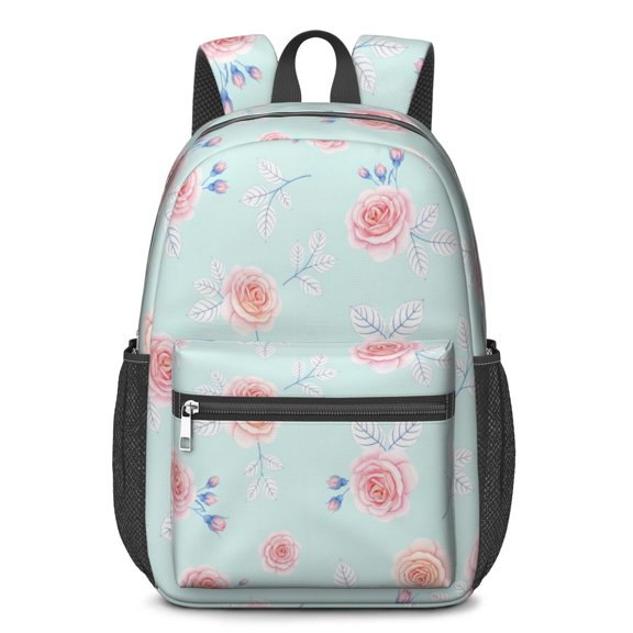 Pioneer Flower Floral Print Pattern 17" School Backpacks for Teens,Waterproof Oxford Fabric,S-Shape Padded Straps for School,Travel,Hiking,Camping